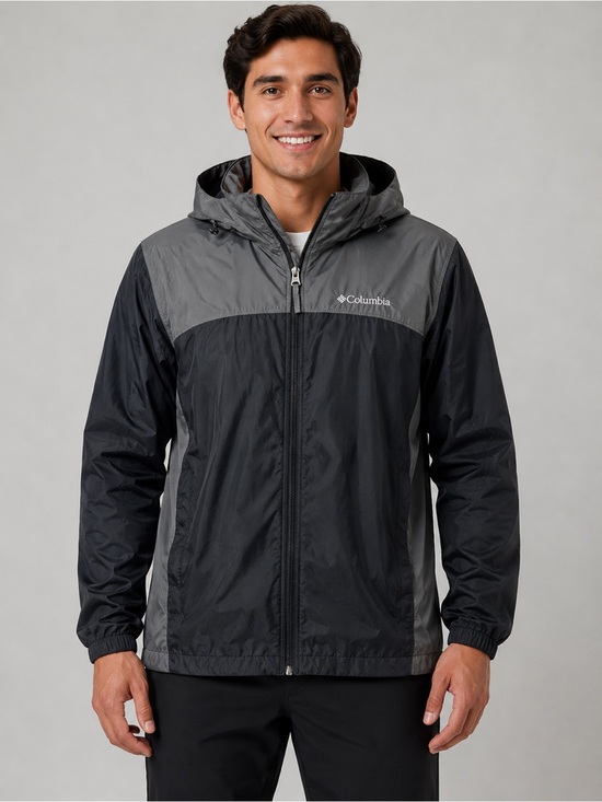 Columbia Other - Columbia Windbreaker Jacket Small Gray Black Hooded Zip Rain shell